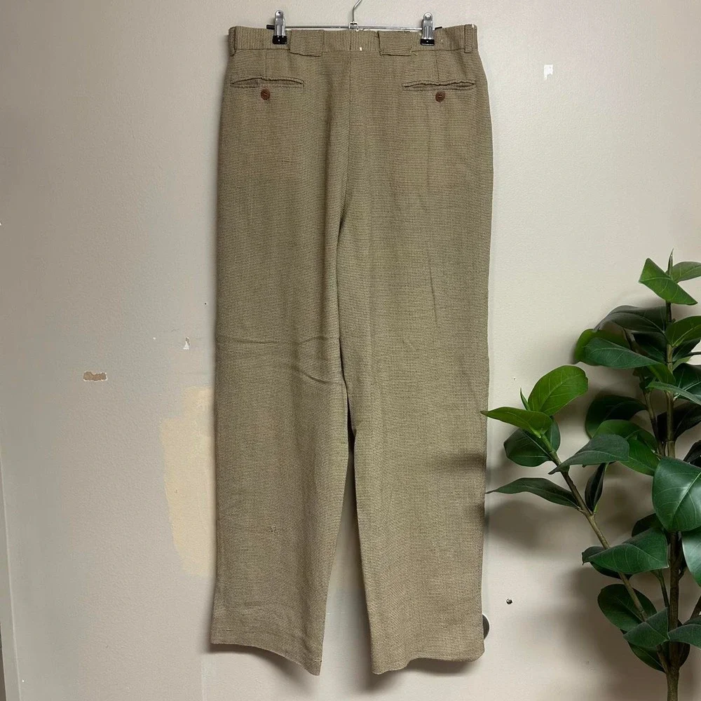 Zanella for Bernini Vintage 90s Cream Tweed Wide Leg Pleated Pants 34x31